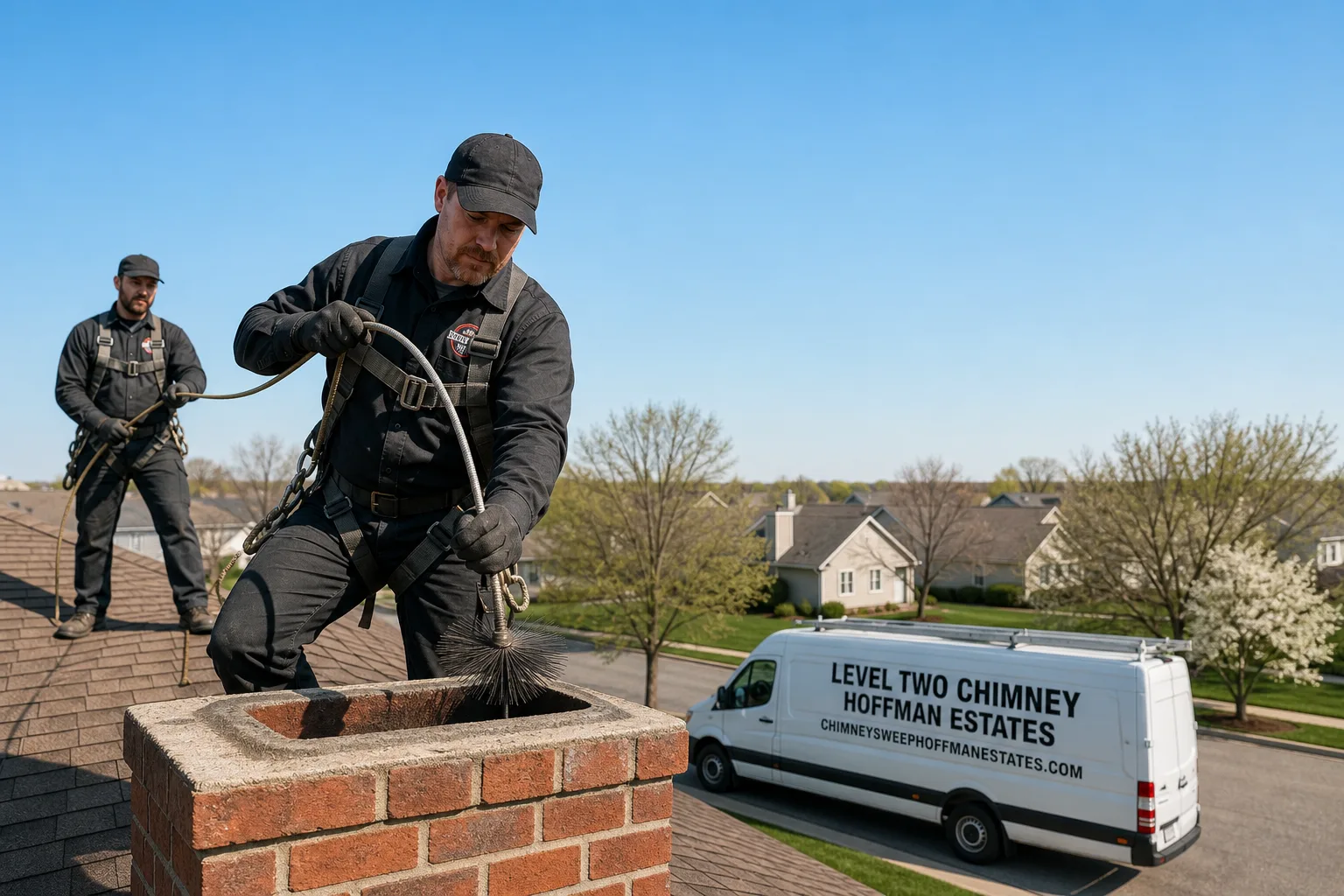 Level Two Chimney Hoffman Estates chimney cleaning service vehicle and crew in Hoffman Estates, IL